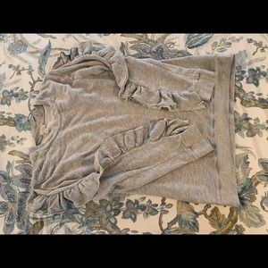 Hinge gray ruffle sleeve sweatshirt